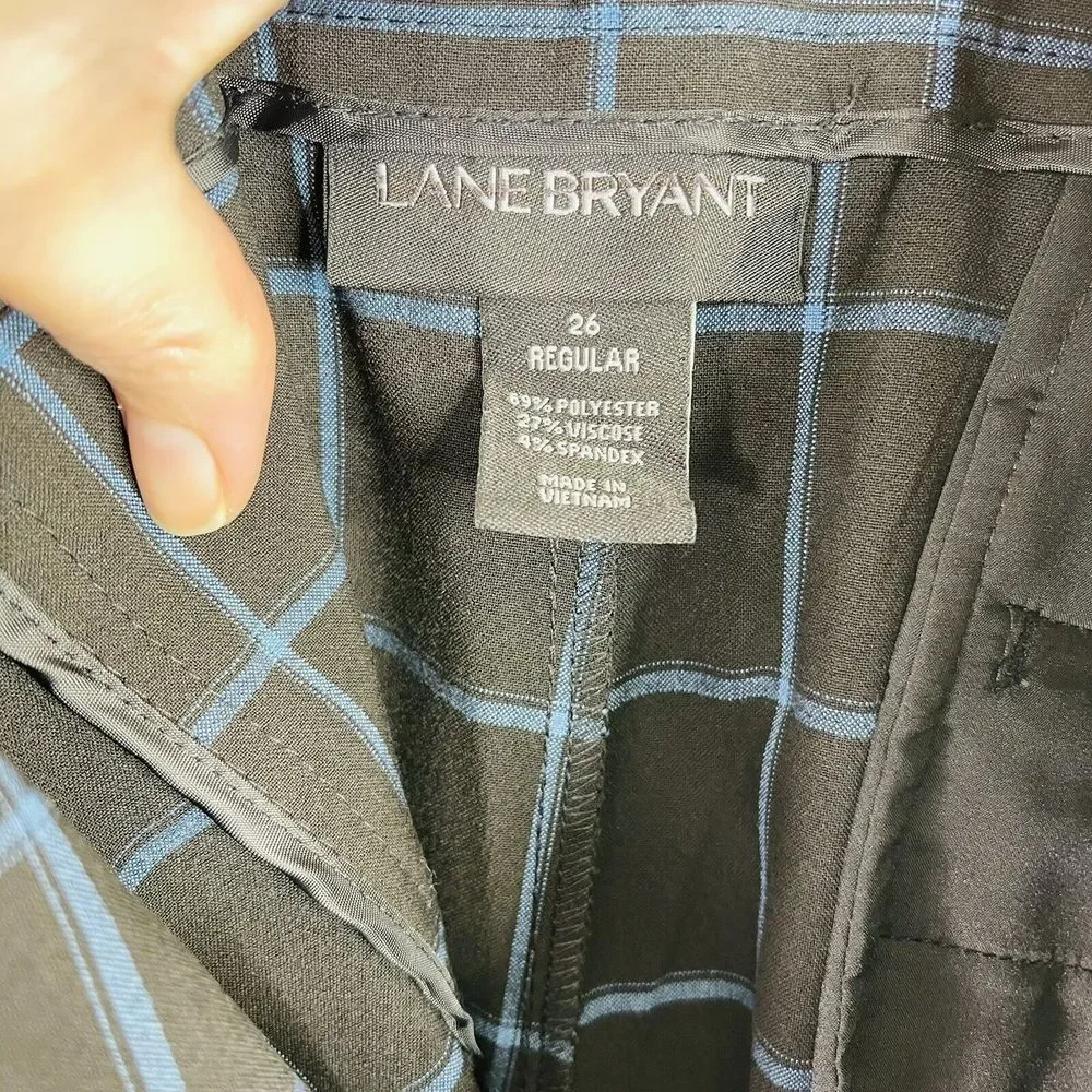 Lane Bryant Womens Pants Plus Size 25 Blue Checkers Pockets Career‎ Wear NWOT